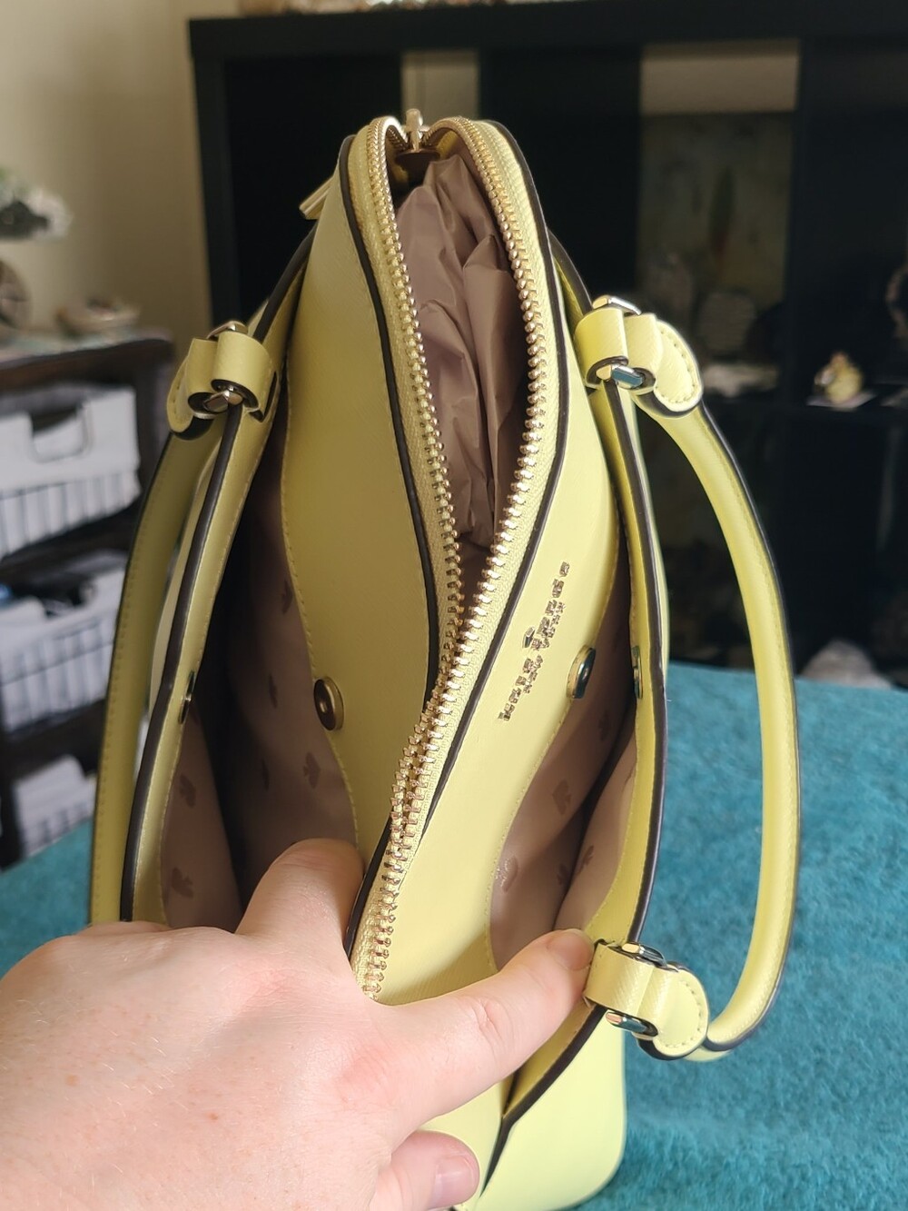Kate Spade Payton Medium Dome Satchel in a yellow Frosty Lime - Picture 8 of 15